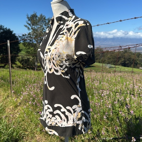 Iolani Vintage Y2K Black Floral Mum Short sleeve Top small - Picture 3 of 6